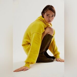 Free People Yellow Cowl Neck Sweater